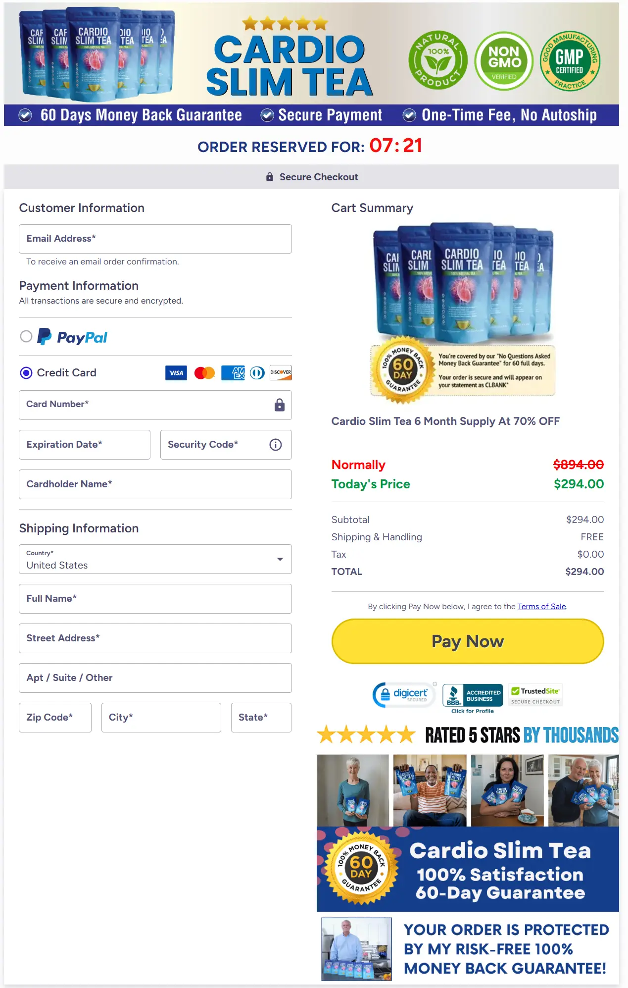 cardio slim tea order